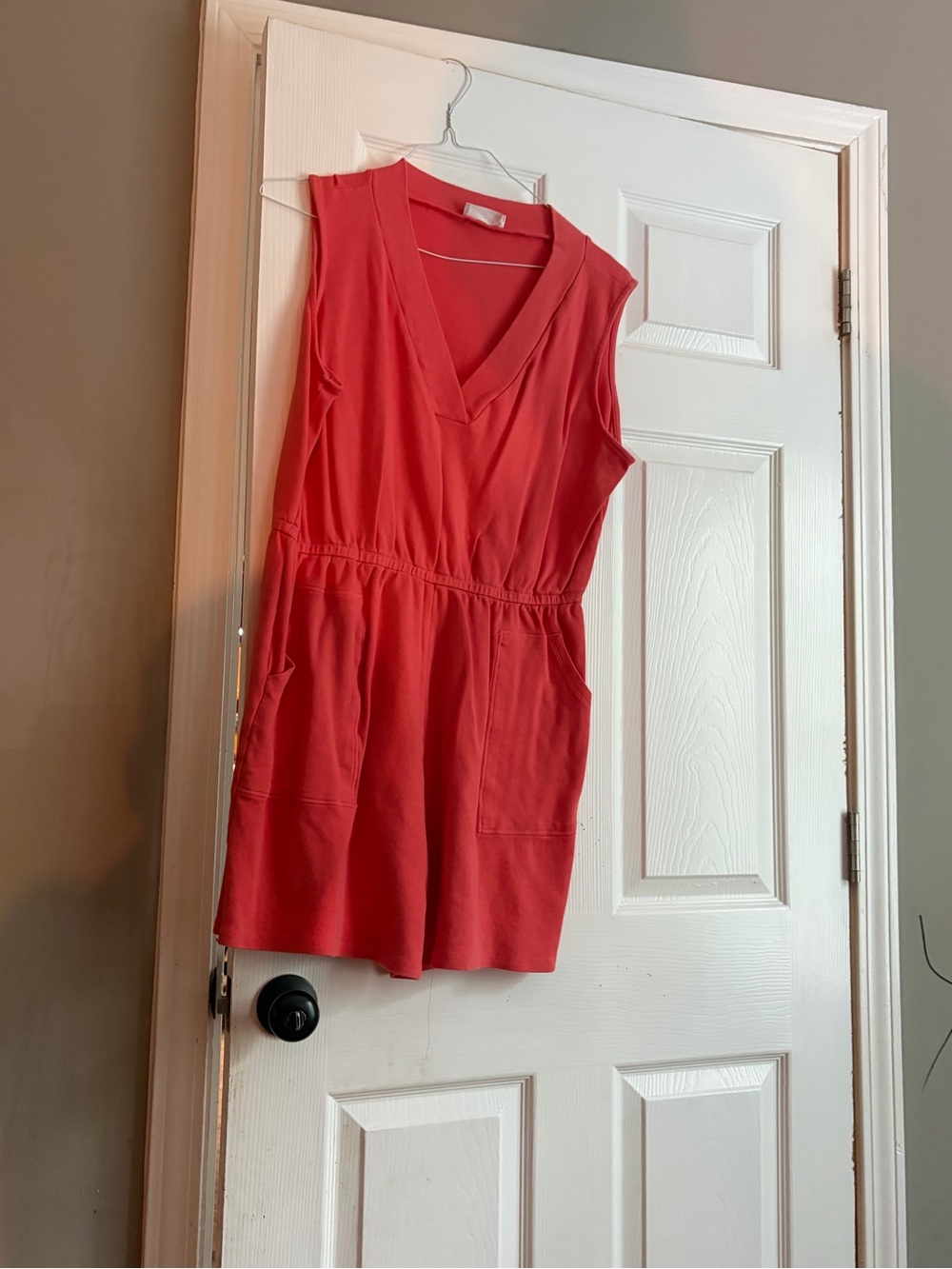 Zenana Sleeveless V-Neck Coral Romper with Pockets